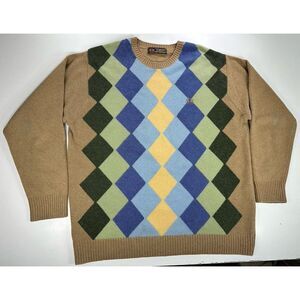 La Martina‎ Saddlery Lambs Wool Italiano Argyle Sweater Mens Size XL Pullover